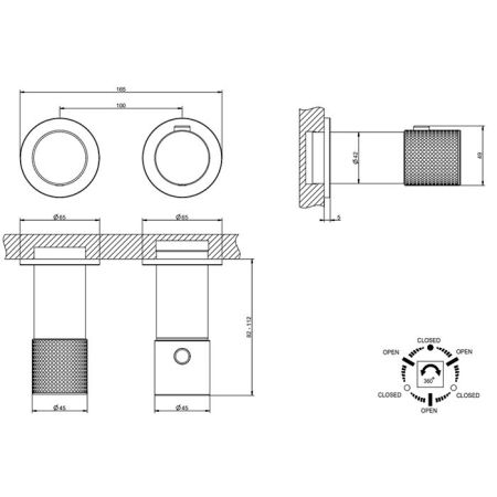 GESSI HABITO CESELLO Смеситель настенный встраиваемый, термостатический, с переключателем на 3 положения, внешняя часть, цвет Black Metal PVD, артикул 70436#706