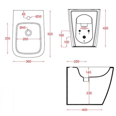 Artceram A16 Биде напольное 52,5х36хh42см, с 1 отв под смеситель, цвет: черный матовый