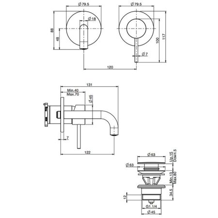 Fima Carlo Frattini Spillo Up Cмеситель для раковины, встраиваемый, излив: см., цвет: чёрный матовый, артикул F3051WSX9NS