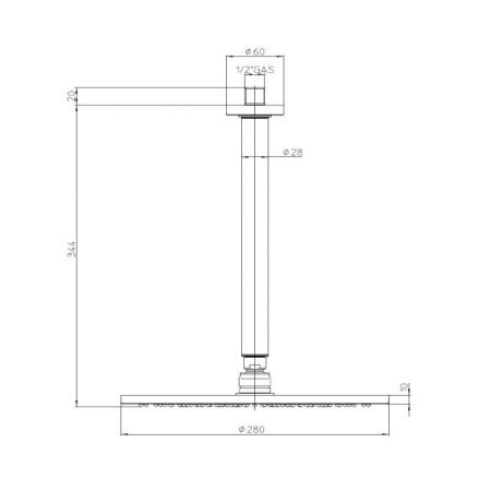 BOSSINI COSMO Верхний душ Ø280 мм., с потолочным держателем 300 мм, цвет черный матовый BOSSINI COSMO Верхний душ Ø280 мм., с потолочным держателем 300 мм, цвет черный матовый