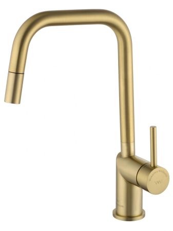 Смеситель для кухни с выдвижым изливом WONZON & WOGHAND, Брашированное золото (WW-6018-BG), артикул WW-6018-BG