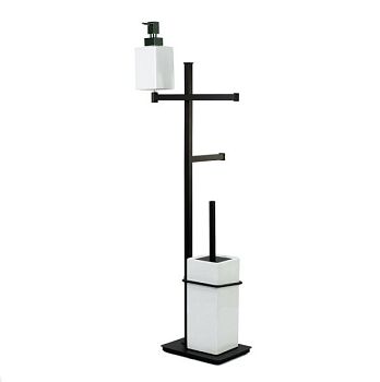 Stil Haus Urania, стойка: доз. + полотенцед. + бумагодер. + ёрш кер., цвет чер. мат. - бел. керамика
