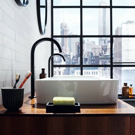 AX One Смеситель для раковины Select 260, со сливом push-open, матовый черный, артикул 48030670