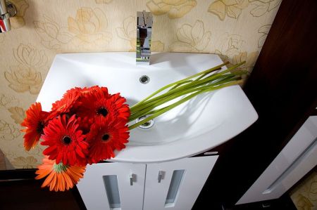 Тумба под раковину Бриклаер Бали 60 Венге Белый глянец, артикул 4627125411915