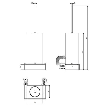 GESSI  INVERSO ACCESSORIES Ершик настенный белый, цвет: Brass Brushed PVD, артикул 20819#727