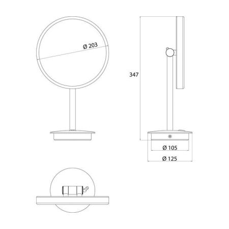 Emco Pure Косметическое зеркало настольное, LED, Ø203mm, stand, 3x увелич., цвет хром, артикул 1094 060 09
