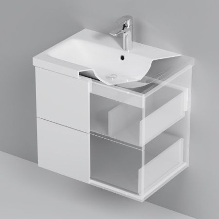M90FHX06022WG GEM, База под раковину, подвесная, 60 см, 2 ящика push-to-open, цвет: белый, глянец M90FHX06022WG GEM, База под раковину, подвесная, 60 см, 2 ящика push-to-open, цвет: белый, глянец