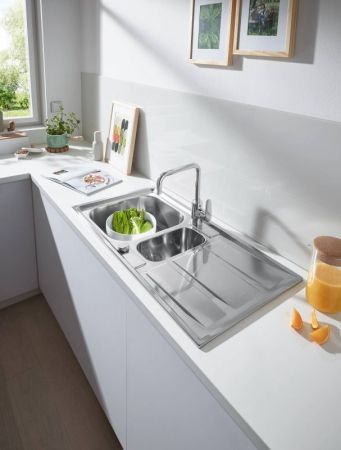 Мойка GROHE из нержавеющей стали с корзинчатым вентилем, оборачиваемая, K400 60-S 97/50 1.5 (31567SD0)