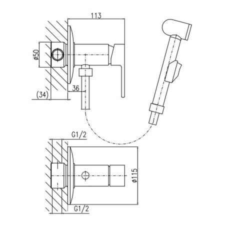 Гигиенический душ со смесителем Rav Slezak VLTAVA VT447, хром, артикул VT447