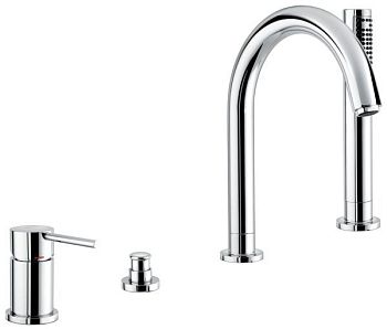 Emmevi Piper, комплект смесителя на борт ванны на 4 отверстия с изливом, цвет хром