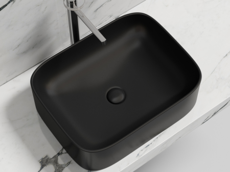 Умывальник чаша накладная прямоугольная (цвет Черный Матовый) Элемент (Element) 505x380x150мм, артикул CN6052MB