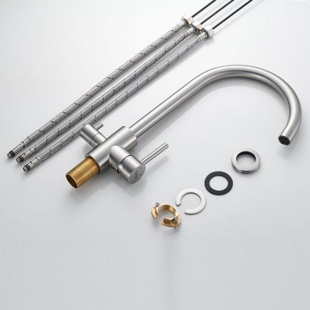 Смеситель для кухни с подключением фильтра воды Raffine F108L, сатин, артикул F108L