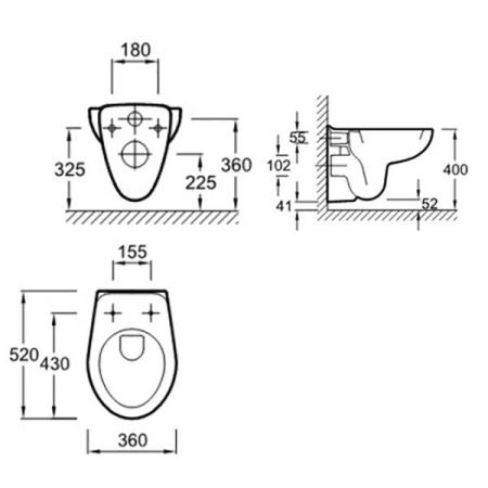 Унитаз подвесной JACOB DELAFON BRIVE E4345G-00 гор. вып. 52*36 (белый), шт, артикул E4345G-00