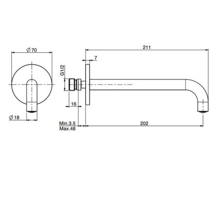FIMA|Carlo Frattini Spillo Steel Излив настенного монтажа, длина 200 мм., цвет INOX
