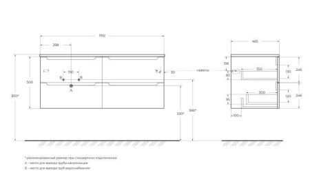 Мебель для ванной комнаты BELBAGNO ETNA-1200 со столешницей, артикул ETNA-600-2C-SO-RN-P