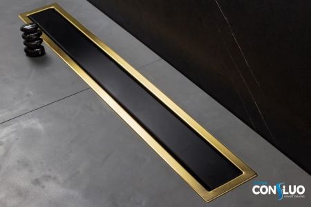 Душевой лоток Pestan Confluo Premium Line 750 Black Glass Gold, артикул 13100117