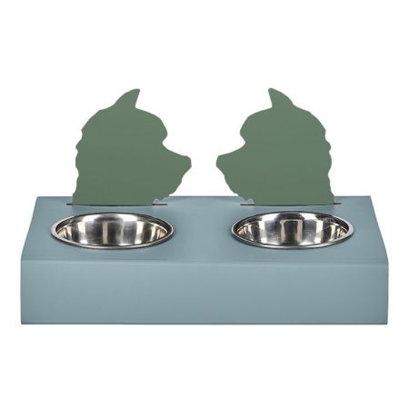 ADJ Подставка с мисками Dog, хром, 40x22xH7.5 см., цвет: небесный/эвкалипт, артикул 1571D.50/60