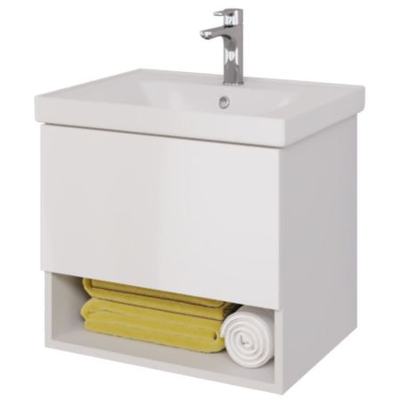 PERFECTO Тумба 60 см подвес. 1 ящ., push-to-open, белый глянец