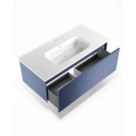 Тумба под раковину подвесная La Fenice Terra FNC-01-TER-BG-100, синяя, артикул FNC-01-TER-BG-100