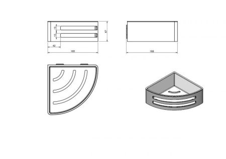 Полка корзина Langberger Black Edition 75660-BPC угловая Черная матовая