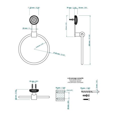 THG HIRONDELLES PLATINUM STAMPED Полотенцедержатель-кольцо, цвет хром, артикул A4K-A02-504N