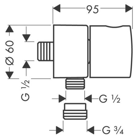AX Uno Вывод воды для ручного душа с клапаном, Fixfit Stop, ½’, цвет: хром AX Uno Вывод воды для ручного душа с клапаном, Fixfit Stop, ½’, цвет: хром