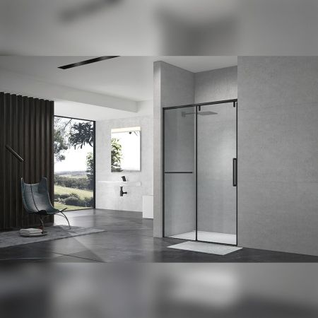 Душевая дверь в нишу Terminus Альба 140х220, черный, артикул 1DS140х220B