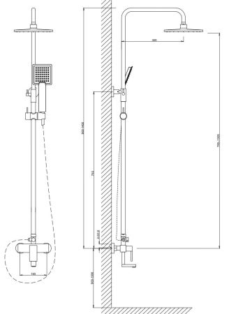 Душевая система со смесителем, артикул: VST115, VODA, артикул VST115
