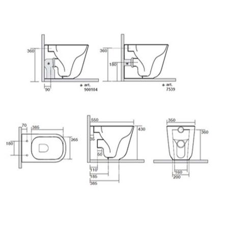 Kerasan Tribeca Унитаз напольный пристенный 55 см БЕЗОБОДКОВЫЙ, c креплением WB5N, цвет: Grigio matt, артикул 511859 Grigio matt