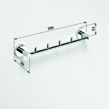 Держатель OMEGA с крючками  415*55*70мм хром, артикул 104105112