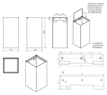 HOTEL Квадратная мусорная корзина, 45л блеск, артикул 101915121
