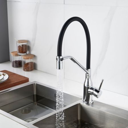 Смеситель для кухни с гибким изливом Shevanik S343-3, хром