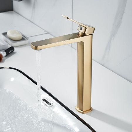 Смеситель для раковины Shevanik S9911G, золотой сатин, артикул S9911G