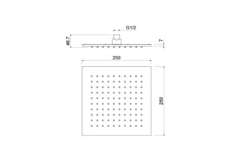 Квадратный верхний душ  250*250*7 мм AQUATEK, матовый черный AQ2076MB, артикул AQ2076MB