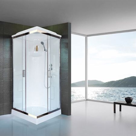 Душевая кабина Royal Bath HP 90х90 RB90HP1-T-CH стекло прозрачное задняя стенка Белая, артикул RB90HP1-T-CH