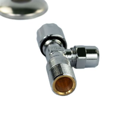 Schlosser, угловой вентиль с компрессионной гайкой, подключение 1/2"х3/8", цвет хром, артикул 7105-1550-001