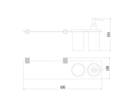 Дозатор для жидкого мыла и стакан с полочкой Savol S-002169Q, графит, артикул S-002169Q