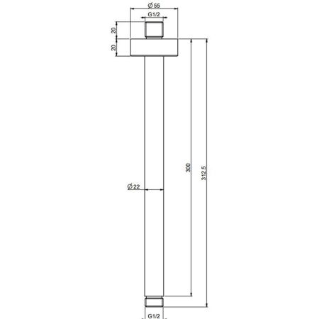Держатель верхнего душа, Fima Carlo Frattini, Showerhead, вид-потолочный, вынос, мм-300, 1/2", цвет-хром
