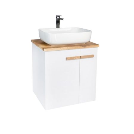 Тумба VIANT "Мюнхен" 2 ств со столешницей L60 подвесная белая 510х590х646 (VMUN60NBEL-T2STP), артикул VMUN60NBEL-T2STP