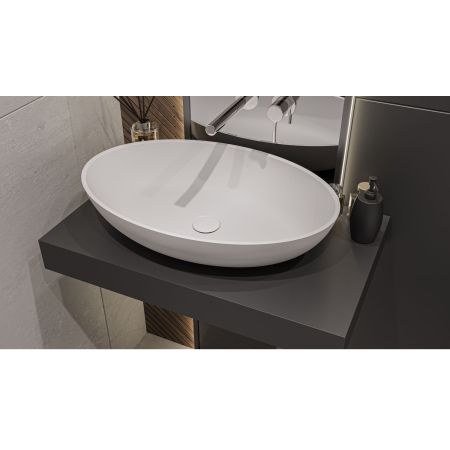 Умывальник WHITECROSS Citrine 60x40 (белый мат) иск. камень, артикул 0717.060040.200