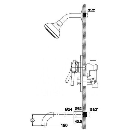 Встраиваемая душевая система Haiba HB80297-2, хром, артикул HB80297-2