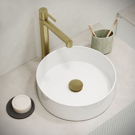 Выпуск для умывальника с переливом, матовое золото, Slide, IDDIS, (SLIMG1Wi88), артикул SLIMG1Wi88