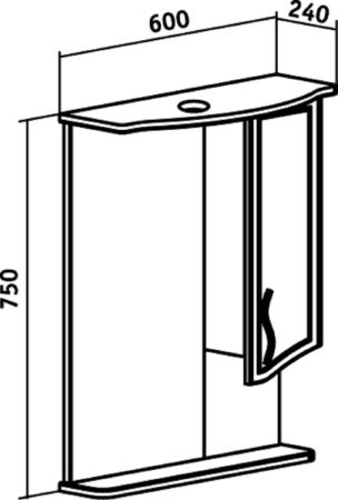 Зеркальный шкаф Runo правый Севилья 60 (00000000790), артикул 00000000790