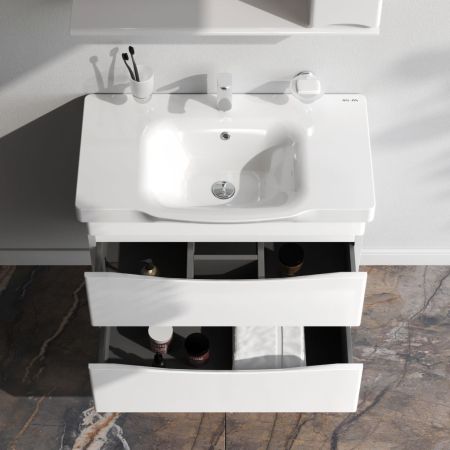 M80FHX0802WG Like, База под раковину, подвесная, 80 см, 2 ящика, белый, глянцевая, шт, артикул M80FHX0802WG