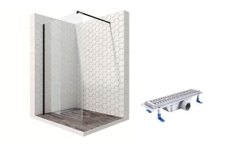 Душевая перегородка Ambassador Walk-in 15031109-ST3, свободный вход, линейный трап, 90см