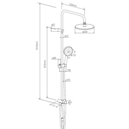 Душевая система Damixa Origin Bit 977700300 Черная матовая, артикул 977700300