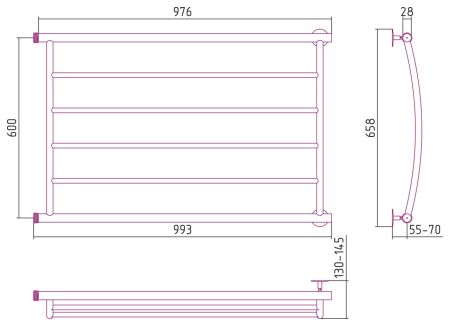 Полотенцесушитель СТИЛЬЕ "Минор 0602" 600х1000 (4) Г (Без покрытия), артикул 00602-6010