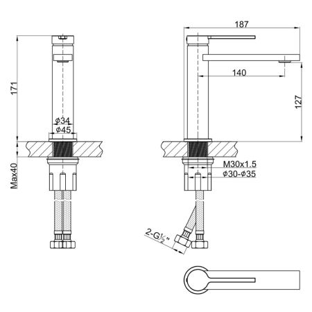 Смеситель Lemark Valday для раковины (LMF-8112B-BL), артикул LMF-8112B-BL