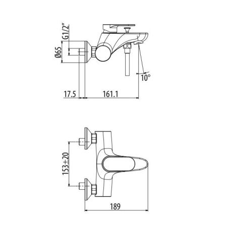 Gattoni H2Omix7000 Смеситель для ванны настенный однорычажный,   цвет хром Gattoni H2Omix7000 Смеситель для ванны настенный однорычажный,   цвет хром