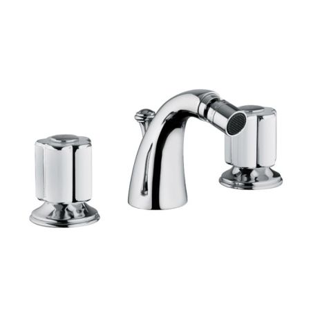 Bongio Fleur Blanc Смеситель для биде на 3 отв., цвет хром/белый фарфор